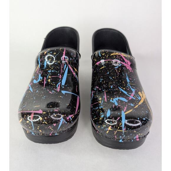 NEW Dansko Professional Leather Work Clogs Shoes Splatter Paint Size 38/7.5 - Picture 6 of 10